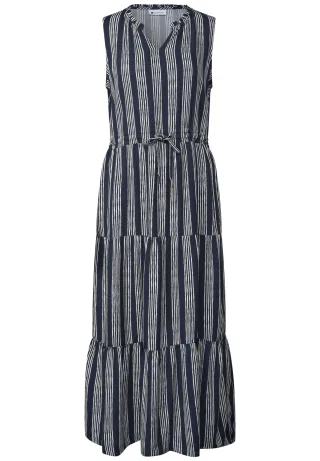 Street One - Maxikleid Mit Volants und Print darkest blue - Gr. - 34