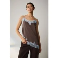 Next Trägertop Cami-Trägertop mit Spitze und asymmetrischem Saum (1-tlg)