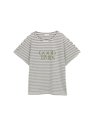 Tom Tailor - T-Shirt mit Streifenmuster offwhite navy tee stripe - Gr. - S