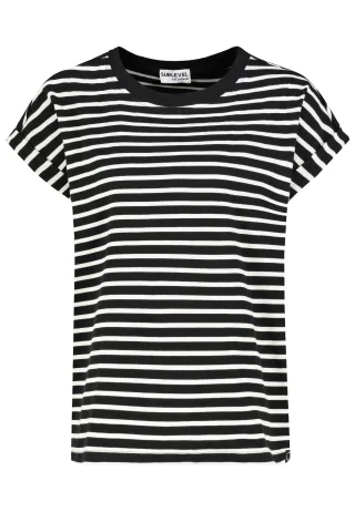 Authentic Style - RE9CIFQtU2hpcnQgUHJpbnQg black-beige stripes - Gr. - S