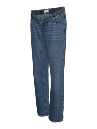 MAMALICIOUS - MLCLARA STRAIGHT JEANS Medium Blue Denim - Gr. - 34/32