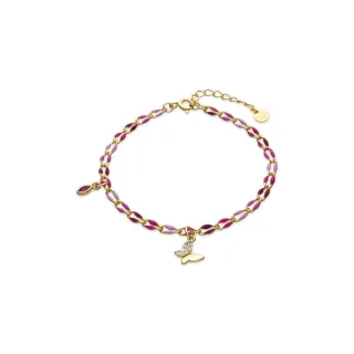 Luxenter Armband aus 925er Sterlingsilber und rosa lackiertem 18-karätigem Gelbgold – Axelon