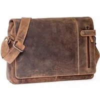 ALMADIH Umhängetasche Leder Umhängetasche DYLAN Ledertasche 15 Zoll Aktentasche braun