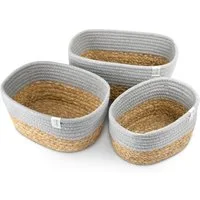 NORDIS DESIGN Aufbewahrungskorb Set "Alea" aus natürlicher Baumwolle und Wasserhyazinthe, (3er-Set), Dekokorb geflochten für Bad, Kinderzimmer und Schlafzimmer