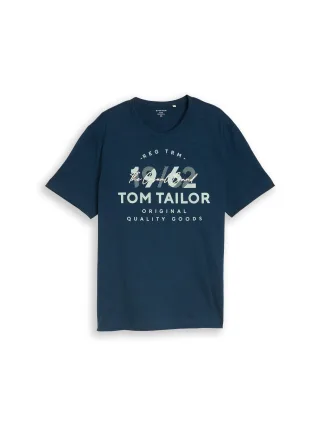 Tom Tailor - Plus Size - T-Shirt mit Logo-Print navy blue petrol injected - Gr. - 4XL
