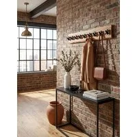KADIMA DESIGN Wandgarderobe Design Wandgarderobe Akazie Massivholz / Metall 90 x 19 x 9 cm (Garderobe Holz), Hakenleiste Flurgarderobe Wand