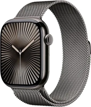 Apple Watch Series 10 [GPS + Cellular inkl. Milanaise-Armband M/L schiefer] 46mm Titangehäuse schiefer