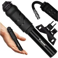 Trizand Luftpumpe Fahrradpumpe 7 bar Mini Handpumpe mit Halterung – Aluminium schwarz (Mini-Fahrradpumpe mit Rahmenhalter & Sechskantschlüssel, Trizand Fahrradpumpe Set mit Halterung & Zubehör – schwarz), Universell einsetzbar, kompakt, robust & mit 