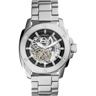 Fossil ME3081 Herren Automatik Skelett Uhr, 50 mm Silber Edelstahl
