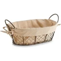 Zeller Present Leine Brotkörbchen "Countrystyle, Eisen / 10% Leinen, 50% Polyester, 40% Baumwolle, Metall/n