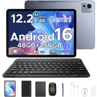 POCKAM P12 Plus 12 Zoll, 2,4K 120 Hz, Android 16, 12000 mAh, mit Tastatur Tablet (12", 256 GB, Android 16, 256GB ROM, T7300 Octa-core,5G WiFi, 8MP+13MP, Gemini AI, Face ID, OTG)