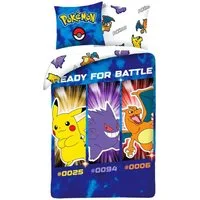 Halantex Bettwäsche Pokemon - Pikachu Gengar Glurak - Wende-Bettwäsche-Set, 135x200 80x80, Baumwolle, 100% Baumwolle