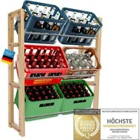 Dimono Flaschenregal DIMONO Bambus Getränkekisten Regal – Ablage für 2/3/6 Kisten, für Bier, Wasser & Limonade, Leergut Aufbewahrung