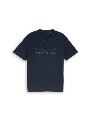 Tom Tailor - Henley T-Shirt im Used-Look sky captain blue - Gr. - XXL