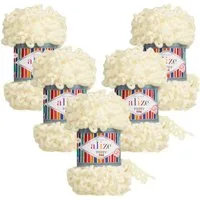 Alize 5 x ALIZE Puffy Fine Häkelwolle, 14 m (500 Meter), Chenillegarn,Amigurumi,Handstrickgarn,Blanket Small Loop