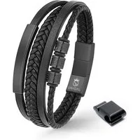 UNIQAL.de Lederarmband Herren "SHAPE" handgefertigt, geflochten, verstellbar (Klassisch, casual, elegant), aus Rindsleder, Edelstahl-Magnetverschluss mit Verlängerungsglied