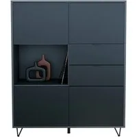 Vladon Highboard Marino V1 (Highboard mit 4 Tür Schwarz matt, 2 Schubladen Schwarz matt, Made in Germany), Korpus Anthrazit matt (103 x 125,5 x 37 cm)