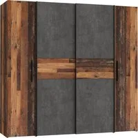 FORTE Kleiderschrank Kalixtus, Made in Europe (B/H/T ca. 200x190x60 cm, 2 Schiebetüren, 2 Drehtüren, 8 Einlegeböden) Kombination aus Dreh- und Schwebetüren, mehrere Farben