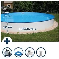 Waterman Rundpool Stahlwandpool Set (6-teilig) hoch rund Baltimore 4 (Beckenset, 1-tlg), verzinkte Stahlwand