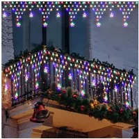 Rosnek LED-Lichtervorhang LED Lichterkette Sterne Weihnachten,LED Lichtervorhang Beleuchtung, Gartenbeleuchtung,für Party Garten Balkon Hochzeit Weihnachten