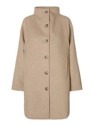 SELECTED WOMEN - SLFVINNI WOOL BLEND COAT NOOS sandshell - Gr. - 38