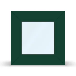 Zweifarbiges Fenster, Kunststoff-Aluminium, IDEAL TwinSet 4000, Farbe innen Grau, Farbe außen Moosgrün, 510 x 510 mm, nach Maß