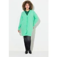 Ulla Popken Strickjacke Strickjacke Boxy Fit V-Ausschnitt Knopfleiste