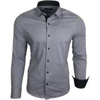 Baxboy Langarmhemd Baxboy Herren Kontrast Hemden Business Freizeit modernes Hemd B-500