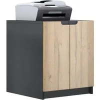 Vladon Kommode Logan (Aktenschrank, mit 2 Fächern und 2 Türen), Schwarz matt/Eiche Natur, (51 x 60,5 x 54 cm)
