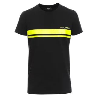 Balmain - Schwarzes T-shirt Mit Neonlogo