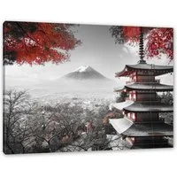 Pixxprint Leinwandbild Japanischer Tempel im Herbst, Japanischer Tempel im Herbst (1 St), Leinwandbild fertig bespannt, inkl. Zackenaufhänger