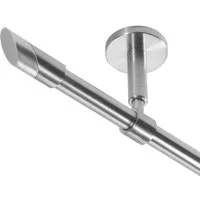 BASIT Gardinenstange Rohr Edelstahl 16 mm mit Deckenträgern 120 cm E13, Ø 16 mm, 1-läufig, verschraubt, Edelstahl, D11 120 cm E13 Schräge