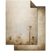 Logbuch-Verlag Dekofigur 100 Blatt Briefpapier VINTAGE PUSTEBLUME DIN A4 altes Papier braun