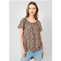 QS Kurzarmbluse Bluse Viskosemix-Bluse mit Carmenausschnitt