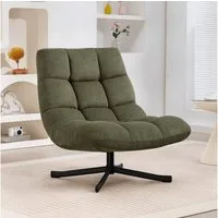 HOMCOM Relaxsessel mit Breiter Sitzfläche, wasserabweisend Chenille-Optik, Stahlbeine (gepolstert Sessel, 1-St., Drehbar Loungesessel), für Wohnzimmer, Schlafzimmer, Grün