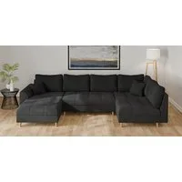 Home affaire Wohnlandschaft CHARRE U-Form mit Ottomane, Maße B/T/H: 310/161/81 cm, feine Steppung, lose Rücken- und Zierkissen, auch in Cord und Bouclé
