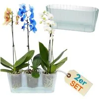 GarPet Blumentopf 2er Set Orchideentopf Transparent Orchideen Über Pflanz groß Elegant