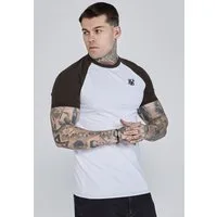 Siksilk T-Shirt SikSilk Herren Weiß and Braun Raglan T-Shirt