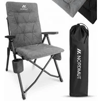 Nordmut Campingstuhl verstellbare Rückenlehne 4-fach, gepolstert, kompakt, Sitzen & Liegen (Spar-Set, 1 St), hohe Lehne, klappbar, 140kg belastbar, ergonomische Sitzform, Armlehne