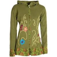 Vishes Kapuzensweatjacke Damen Sommerjacke Blumen-Strickjacke Elfenjacke Kapuzi Rüschen Retro, Gothik, Boho Style
