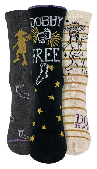 3 Paar Damen Dobby ist Frei Socken | Neuheit Harry Potter Socken - Sortiert