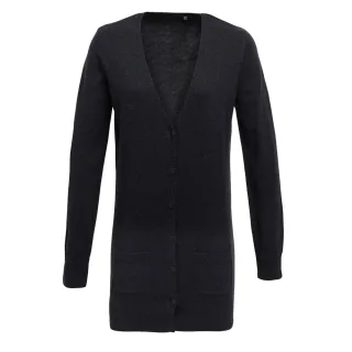 Premier Damen/Damen Langarm-Strickjacke mit V-Ausschnitt (Holzkohle)