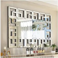 Quality Elegance Dekospiegel Wandspiegel Rechteckig Silber – Dekorativer Spiegel, Facettenschliff