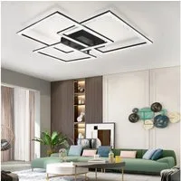 ZMH LED Deckenleuchte Wohnzimmer Dreifaches Quadratisches Design Kristall Innen Lampe 82W, Dimmbar mit Fernbedienung, LED fest integriert, warmweiß-kaltweiß, LED fest integriert