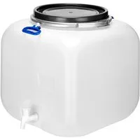 Garronda Regentonne 100L Weithalsfass mit Deckel Hahn quadratisch für Garten GD-0089, Weiß, 100 l, (1-tlg), BPA-Frei
