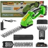 PRO CRAFT Akku-Grasschere PGH2100 Akku Gras und Strauchschere 20 V + 1x Akku 2,0 Ah + Ladegerät