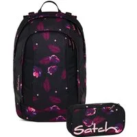 Satch Schulranzen Schulrucksack-Set AIR Mystic Nights 2-teilig (2-teilig), Schulranzen, ergonomisch, Laptop-Fach, Your-Size-System