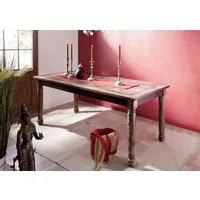 Massivmoebel24 Esstisch FABLE#25 (Massivholz, Massivholztisch), Esstisch Altholz 100x80x76 mehrfarbig lackiert FABLE #25