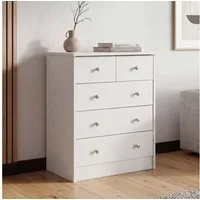 FINEBUY Sideboard SuVa1595_1 Schubladenkommode mit 5 Schubladen 60cm Kommode zeitlos (Kommode 60x70x35 cm Weiß mit 5 Schubladen Modern), Kommodenschrank Flur, Design Mehrzweckanrichte
