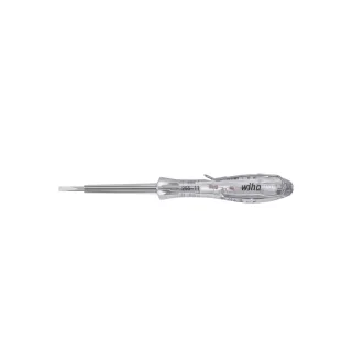 Wiha Spannungsprüfer SoftFinish einpolig, 110 - 250 Volt Schlitz transparent, mit Ansteckclip - 34745